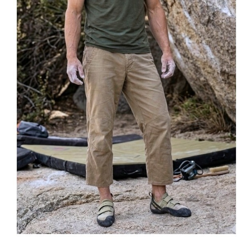 Mountain Equipment Co-op MEC Mens XL Organic Cotton Cropped‎ Pants Taupe Gray